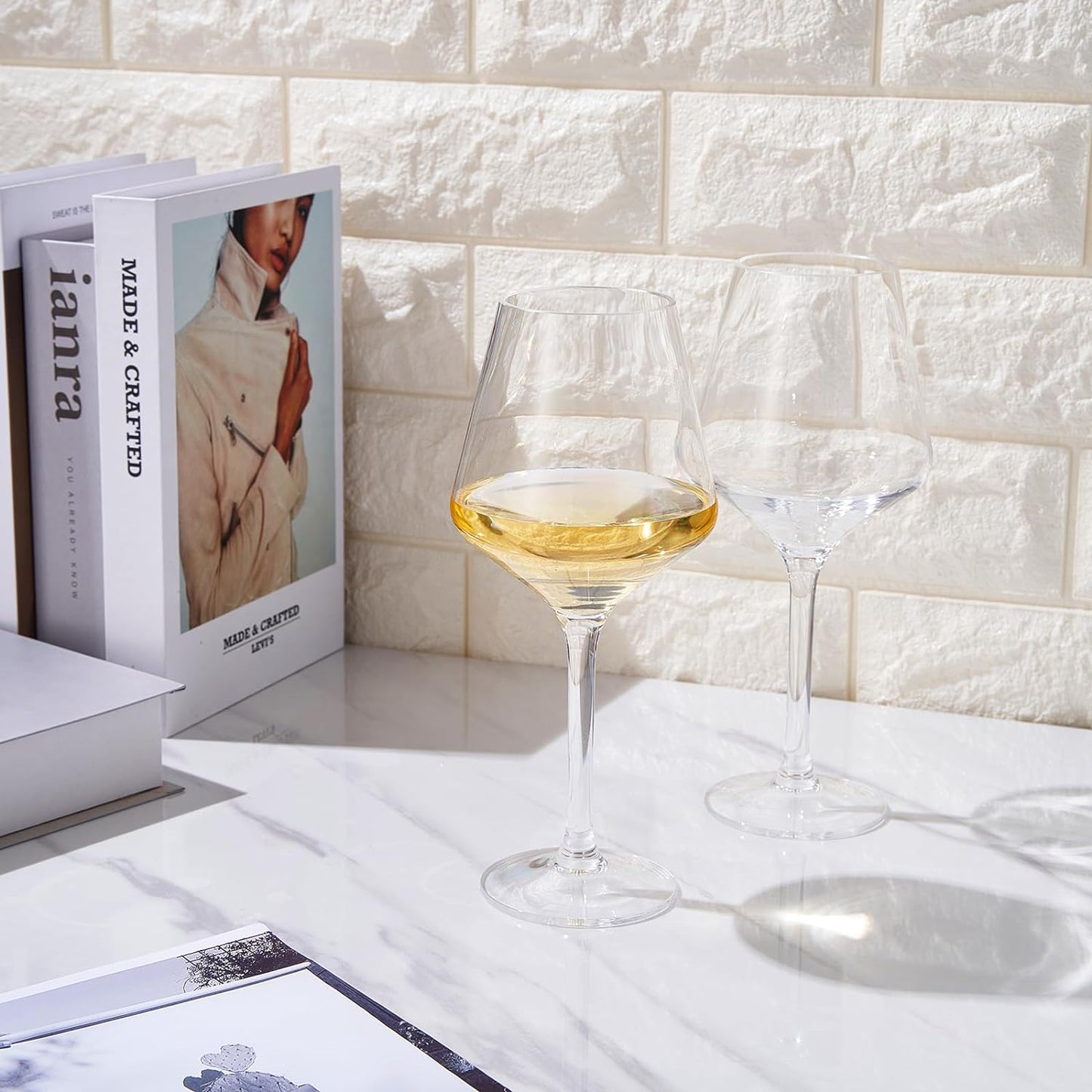 Unbreakable Stemmed Wine Glasses, Tritan Acrylic | Set of 2 | European Style Crystal Drinkware, 18oz-4