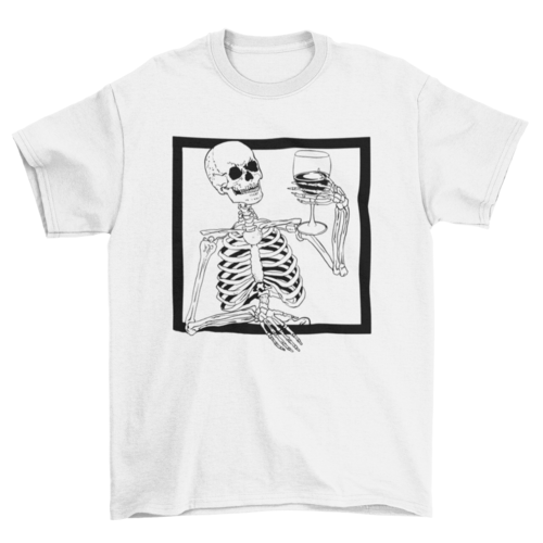 Skeleton wine creepy t-shirt design