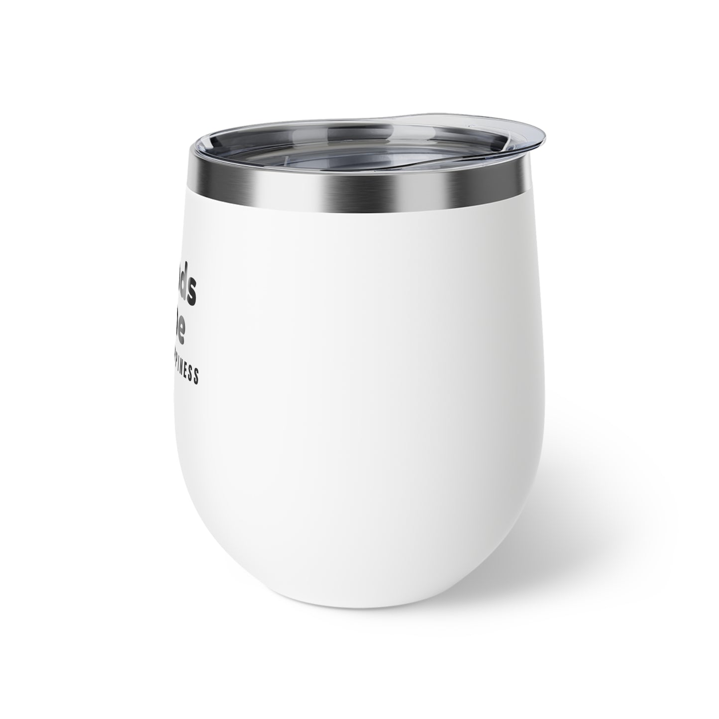 Wine Tumbler — "friends + wine: simple happiness" 12oz Insulated Cup