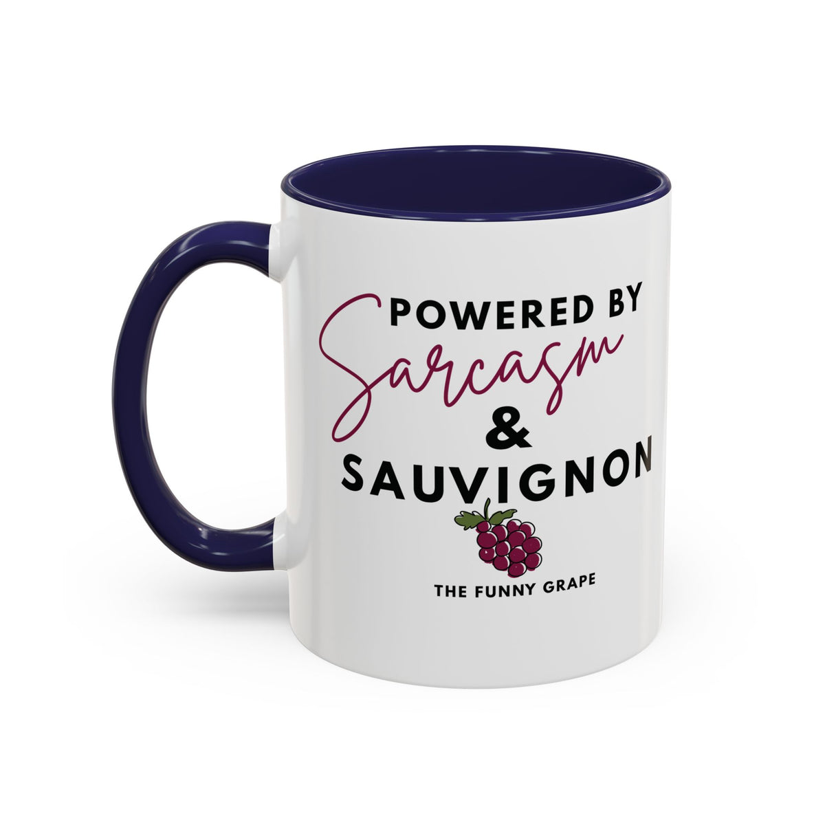 Powered By Sarcasm & Sauvignon Coffee Mug | The Funny Grape