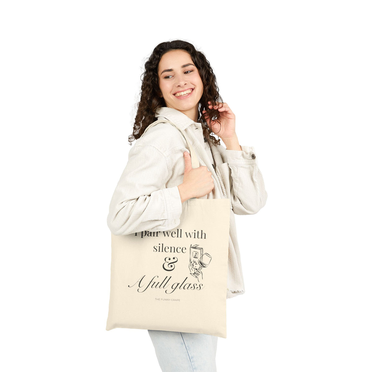I Pair Well with Silence & Full Glasses Canvas Tote Bag | The Funny Grape