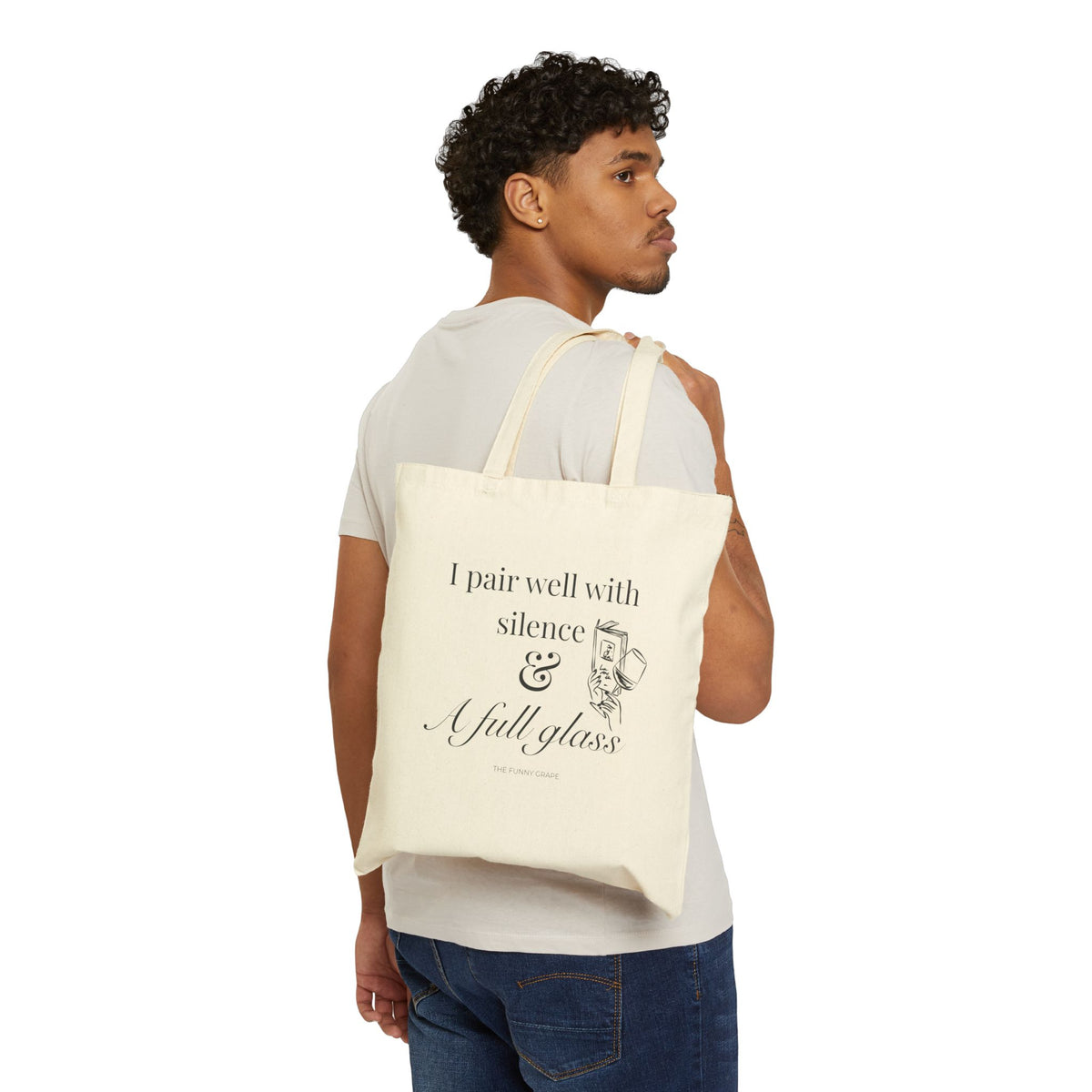 I Pair Well with Silence & Full Glasses Canvas Tote Bag | The Funny Grape