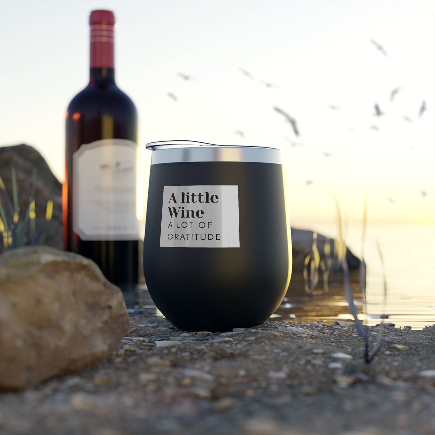 12oz Insulated Wine Tumbler – "A little Wine, A Lot of Gratitude"
