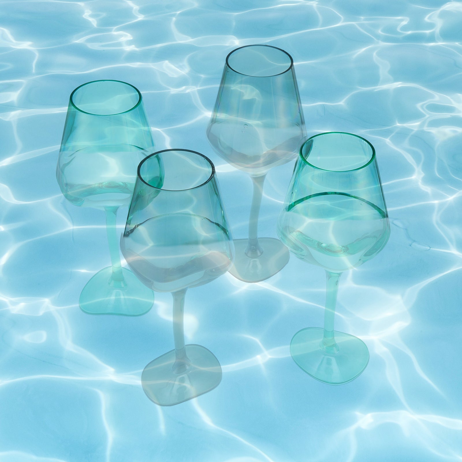 Floating Wine Glasses for Pool - Set of 2-15 OZ Shatterproof Poolside Wine Glasses, Tritan Plastic Reusable, Beach Outdoor Cocktail, Wine, Champagne, Water Glassware Spring Summer (Muted Green)-1