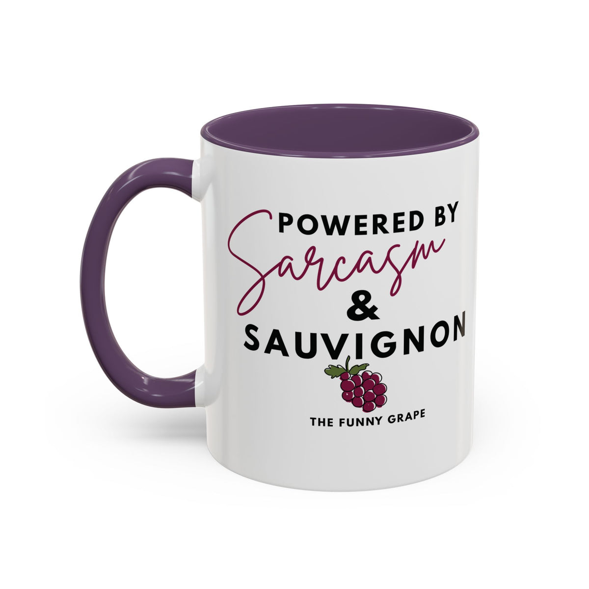 Powered By Sarcasm & Sauvignon Coffee Mug | The Funny Grape