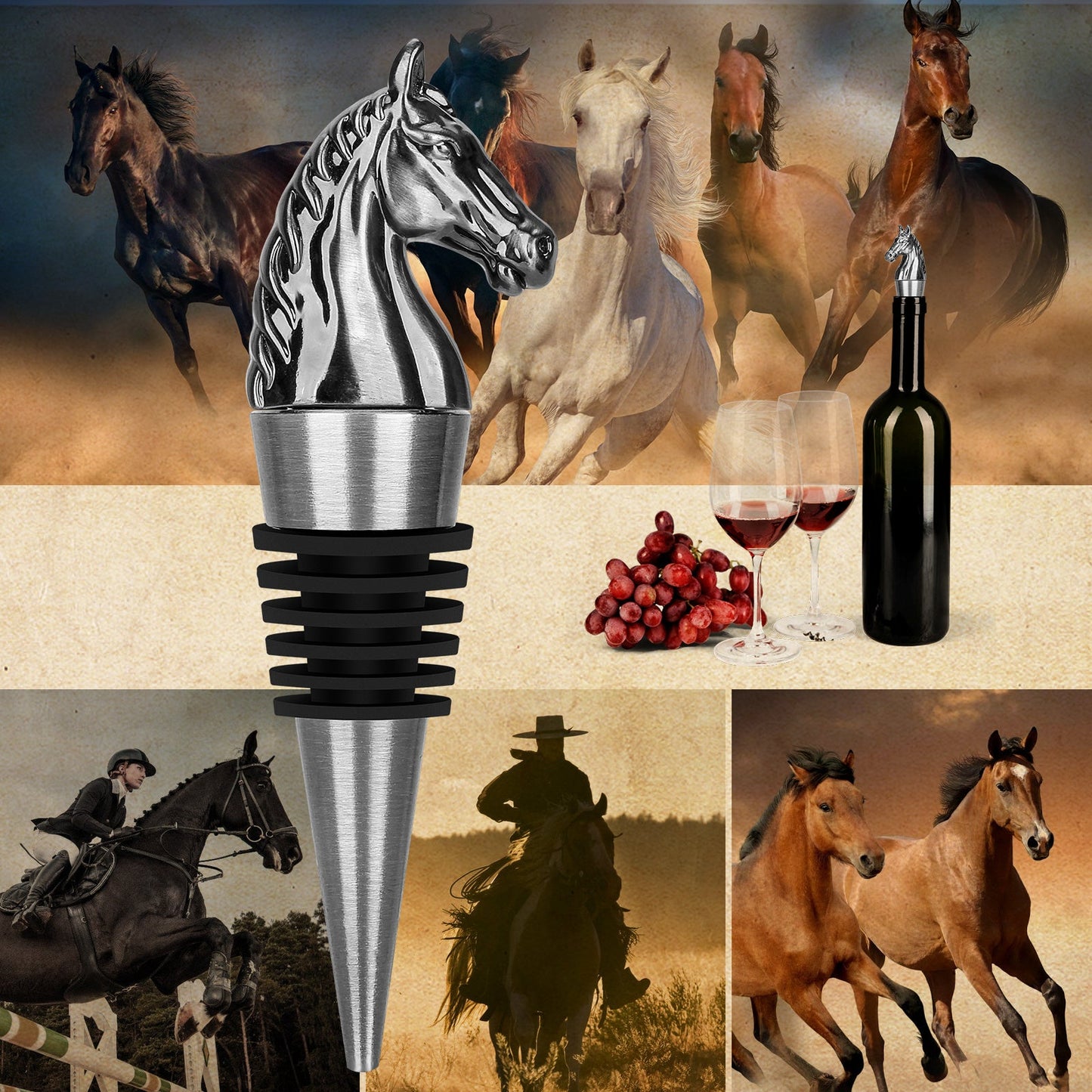 Luxury Horse Head Wine Bottle Stopper Animal-shaped Wine Stopper For