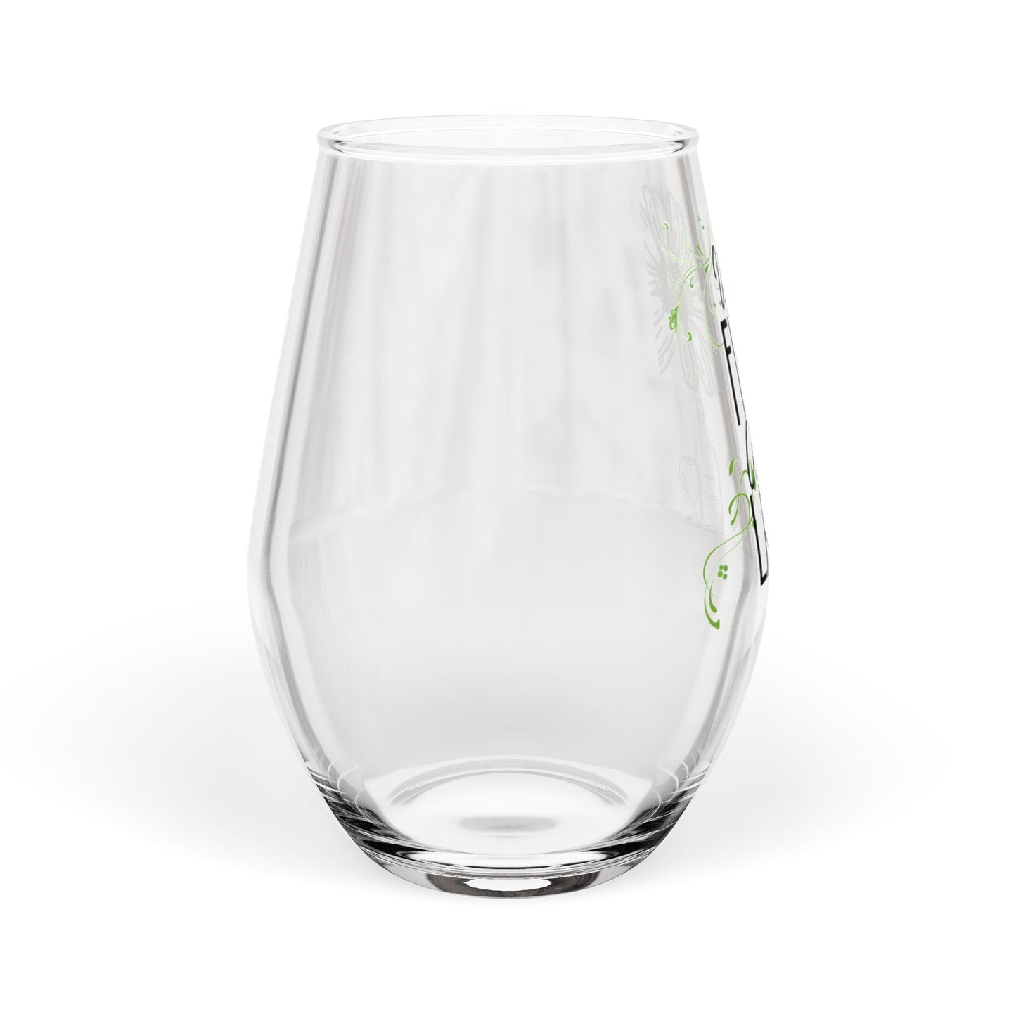 Stemless Wine Glass - "Wine First, Adult Later" Floral 11.75 oz