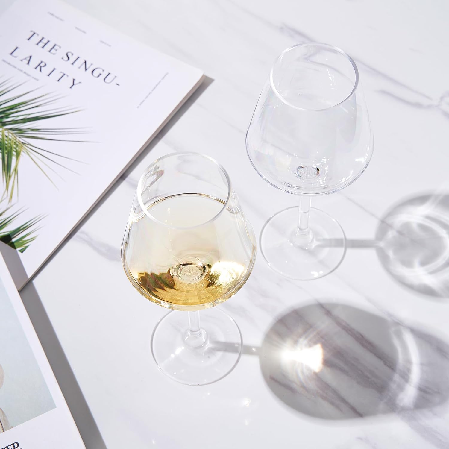 Unbreakable Stemmed Wine Glasses, Tritan Acrylic | Set of 2 | European Style Crystal Drinkware, 18oz-2