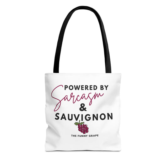Powered by Sarcasm & Sauvignon Tote Bag | The Funny Grape