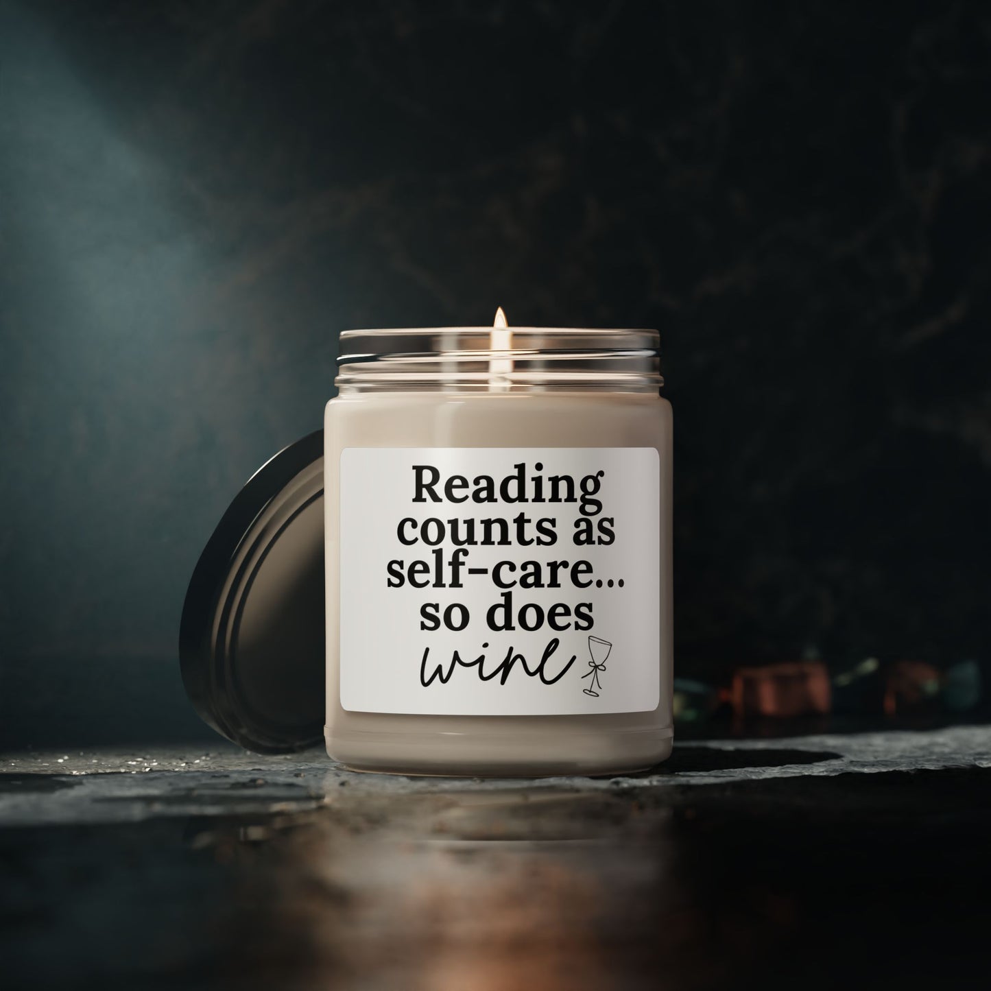 Reading Counts as Self-Care Soy Candle — 9oz Scented Candle ("Reading counts as self-care... so does wine")