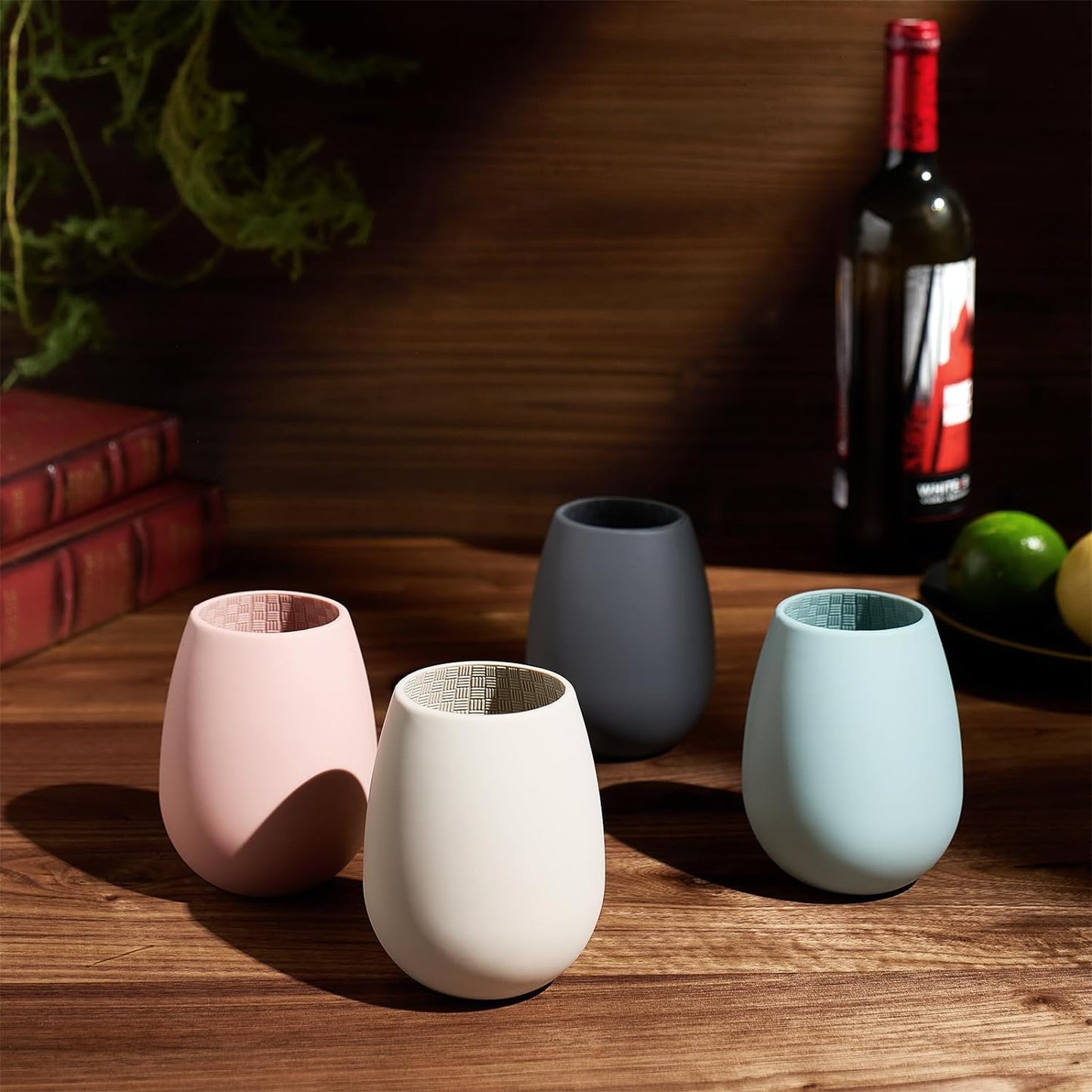 Unbreakable Silicone Stemless Wine Glassware | Set of 4 | Reusable & Shatterproof