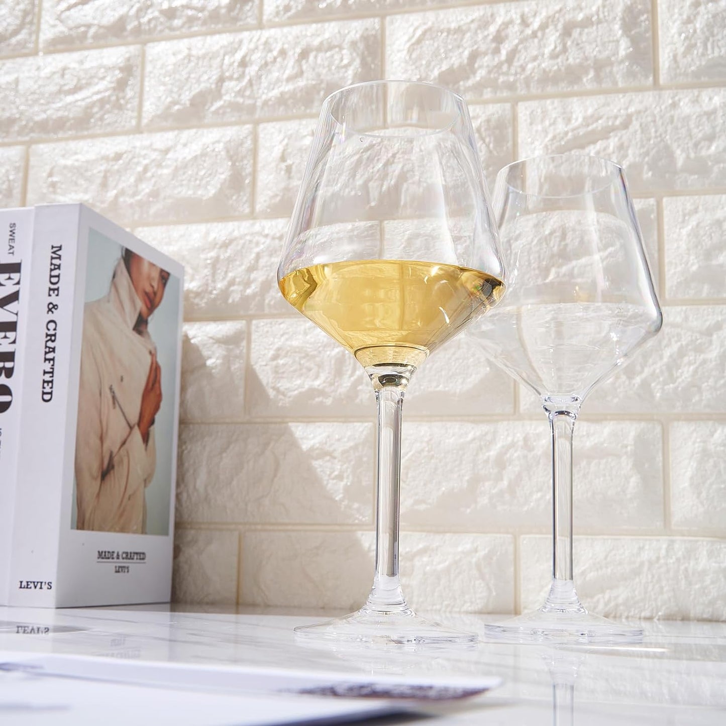 Unbreakable Stemmed Wine Glasses, Tritan Acrylic | Set of 2 | European Style Crystal Drinkware, 18oz-3