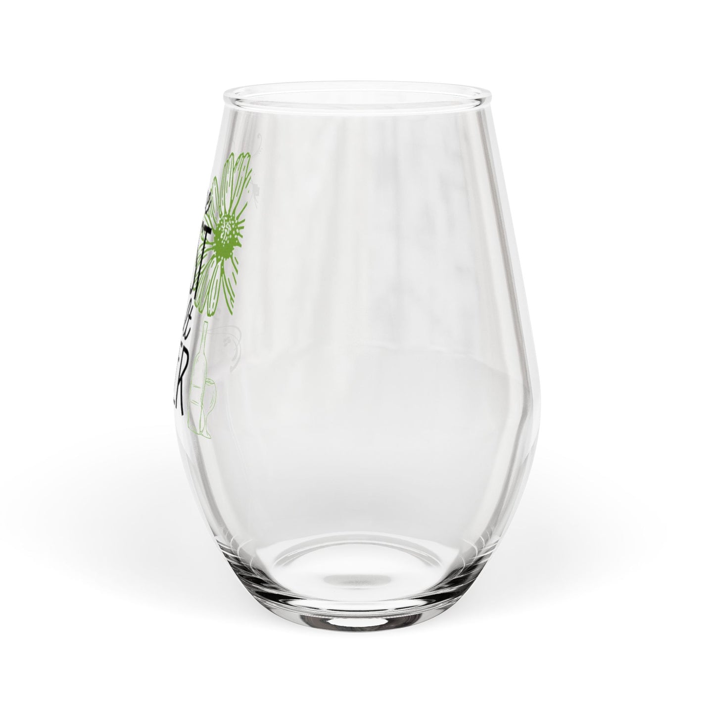 Stemless Wine Glass - "Wine First, Adult Later" Floral 11.75 oz