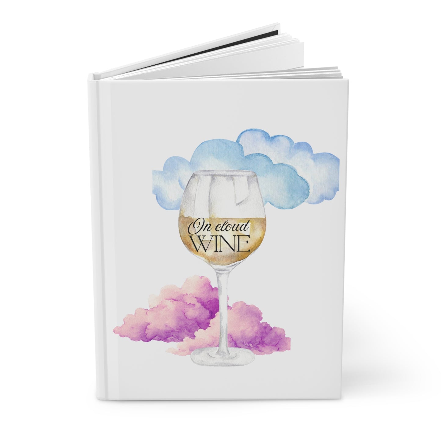 Hardcover Journal – "On Cloud Wine" Watercolor Wine Glass Notebook