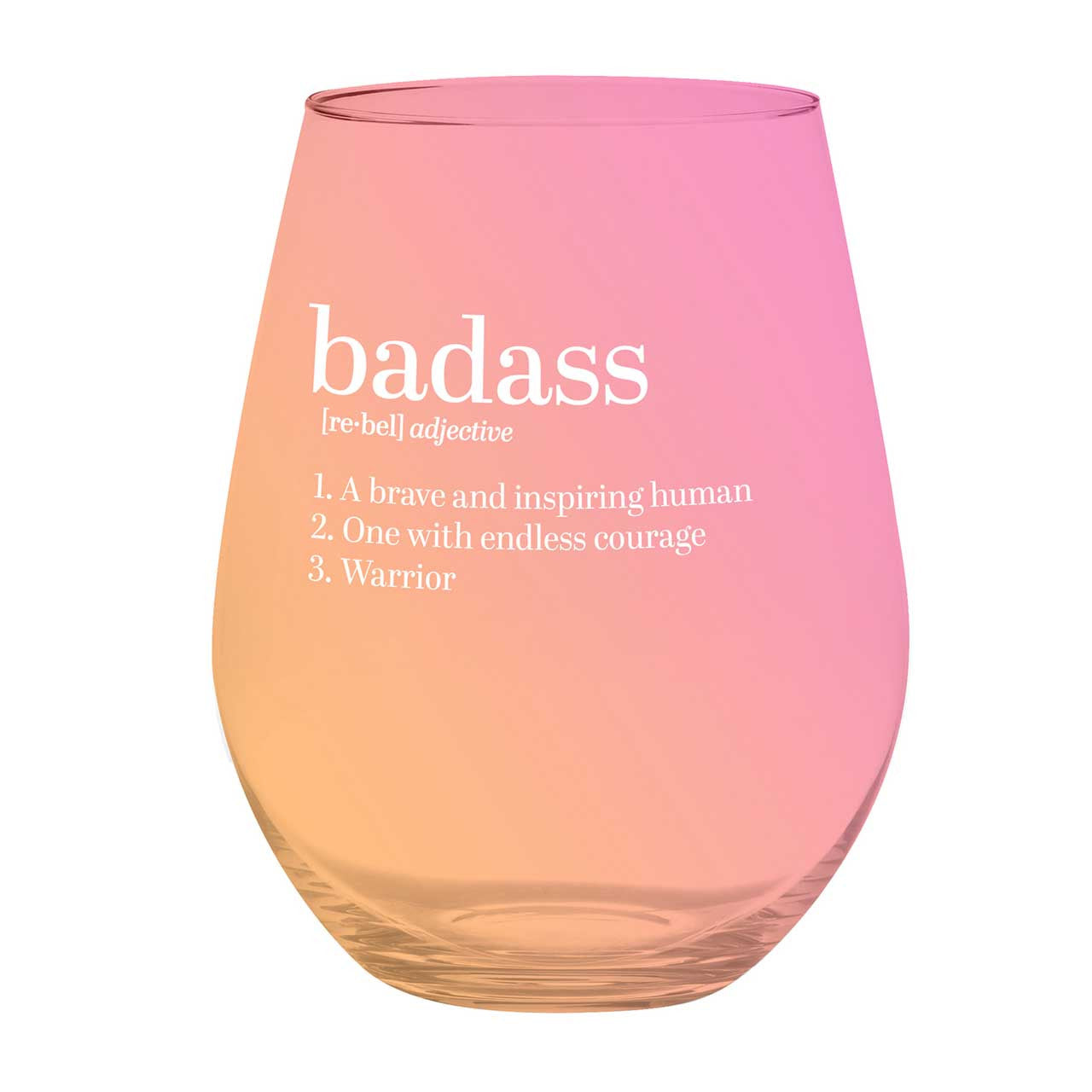 Set of 6 Badass Jumbo Stemless Wine Glass in Orange Pink Ombre | 30