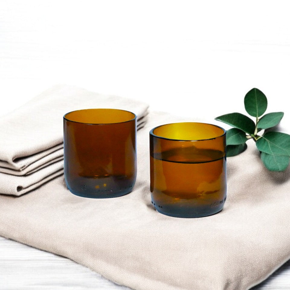 Amber Wine Bottle Drinking Glasses