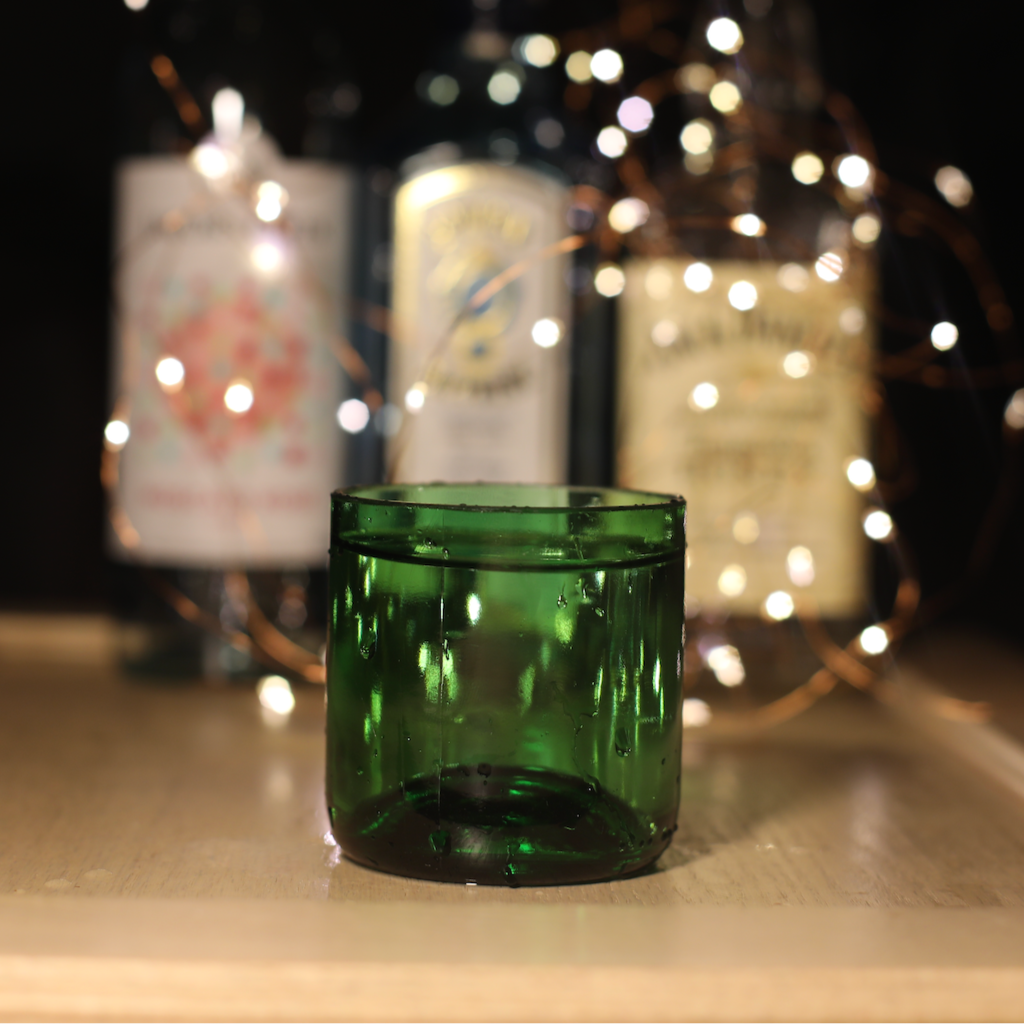 Green Wine Bottle Drinking Glasses