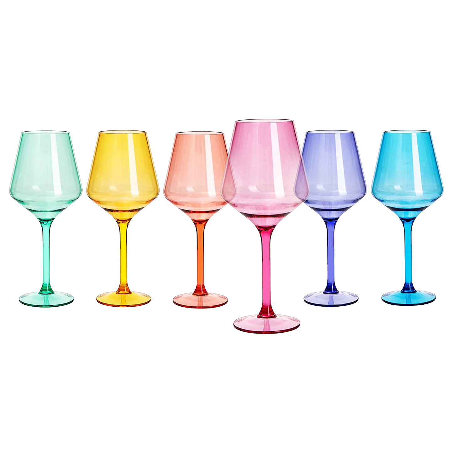 European Style Crystal, Stemmed Wine Glasses, Acrylic Glasses Tritan Drinkware, Unbreakable Colored, 6 - Set - Shatterproof BPA-free plastic, Reusable, All Purpose Glassware, Hand Wash Only 15oz-1