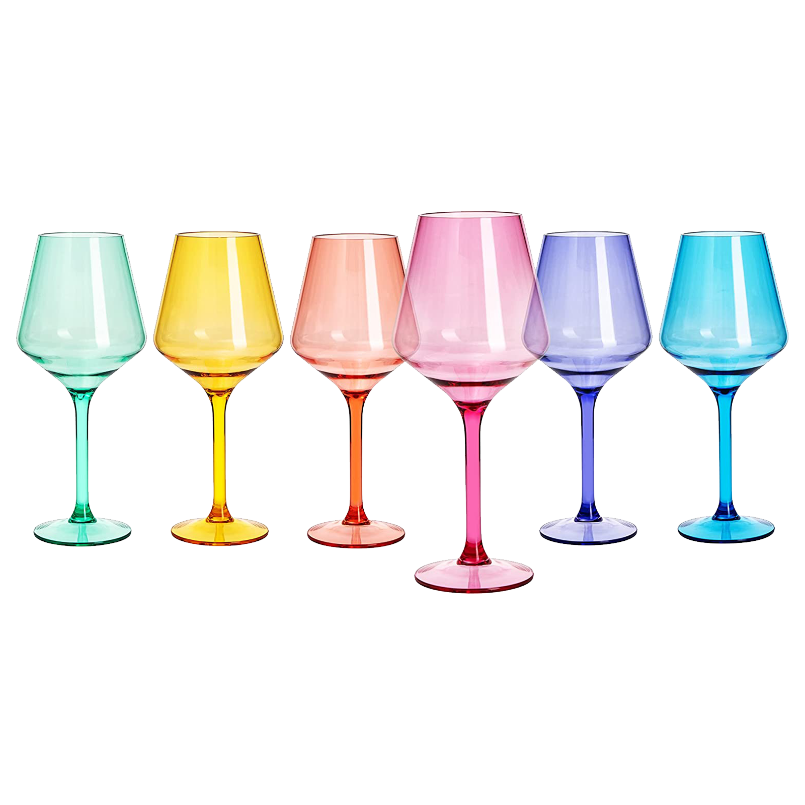 European Style Crystal, Stemmed Wine Glasses, Acrylic Glasses Tritan Drinkware, Unbreakable Colored, 6 - Set - Shatterproof BPA-free plastic, Reusable, All Purpose Glassware, Hand Wash Only 15oz-1