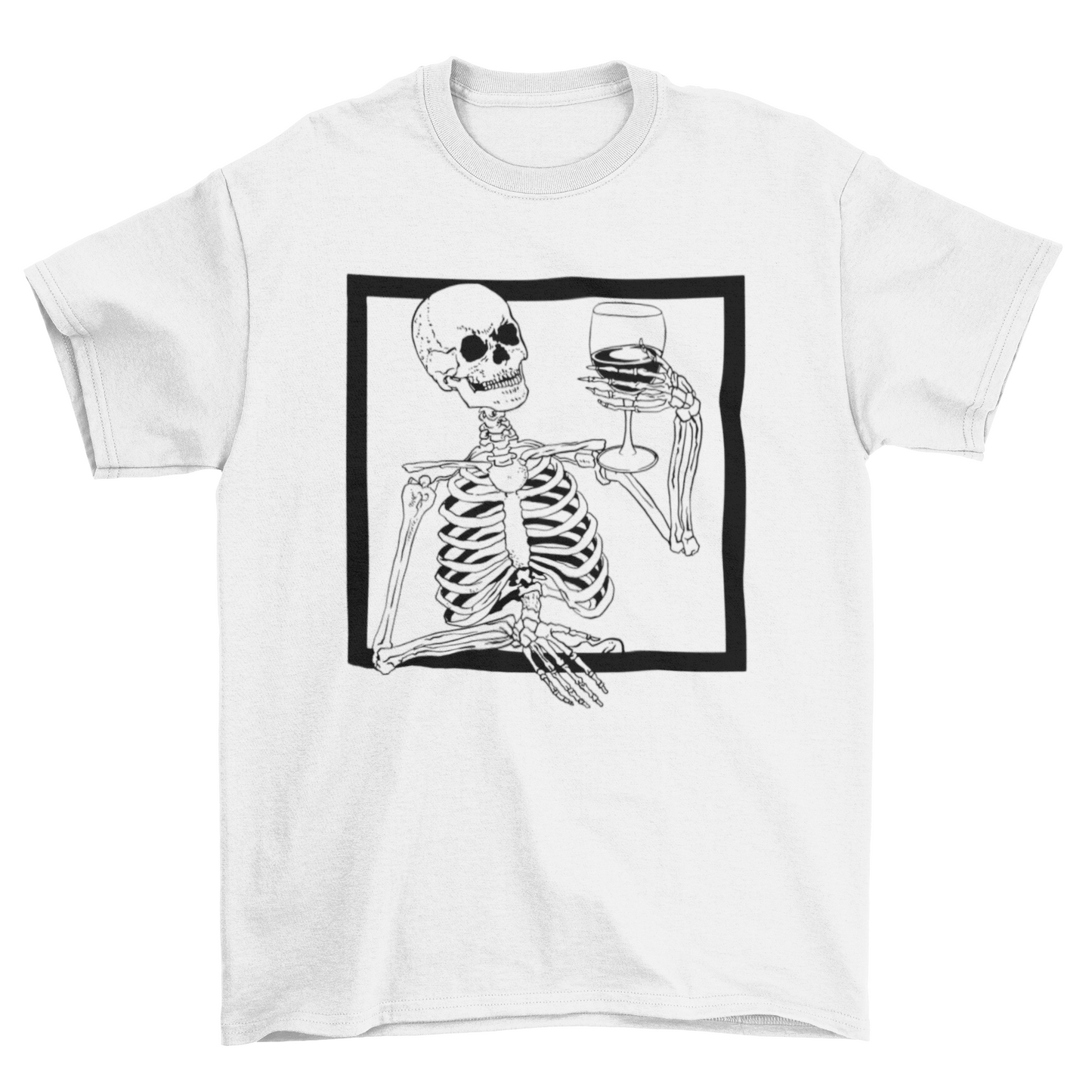 Skeleton wine creepy t-shirt design