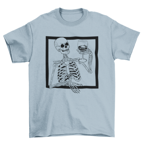 Skeleton wine creepy t-shirt design