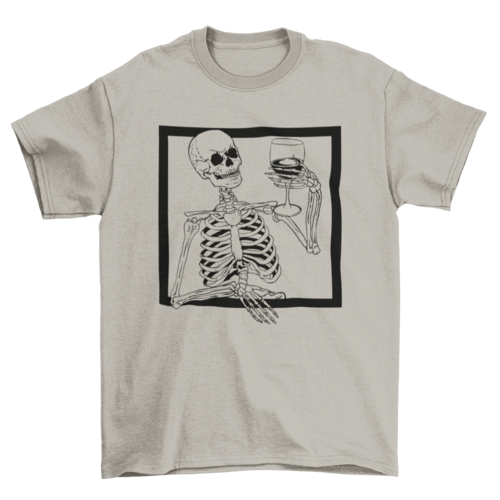 Skeleton wine creepy t-shirt design