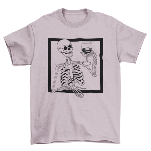 Skeleton wine creepy t-shirt design