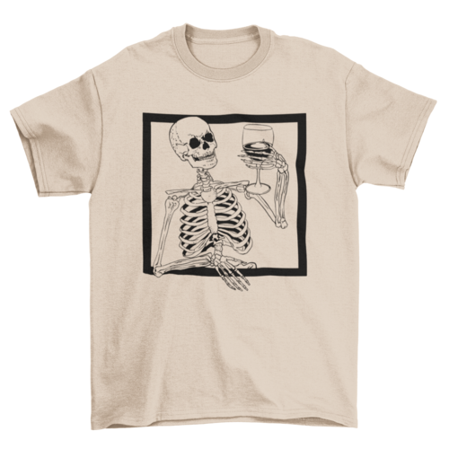 Skeleton wine creepy t-shirt design