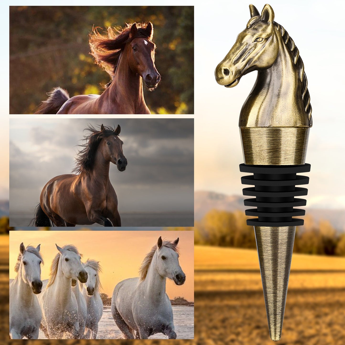 Luxury Horse Head Wine Bottle Stopper Animal-shaped Wine Stopper For