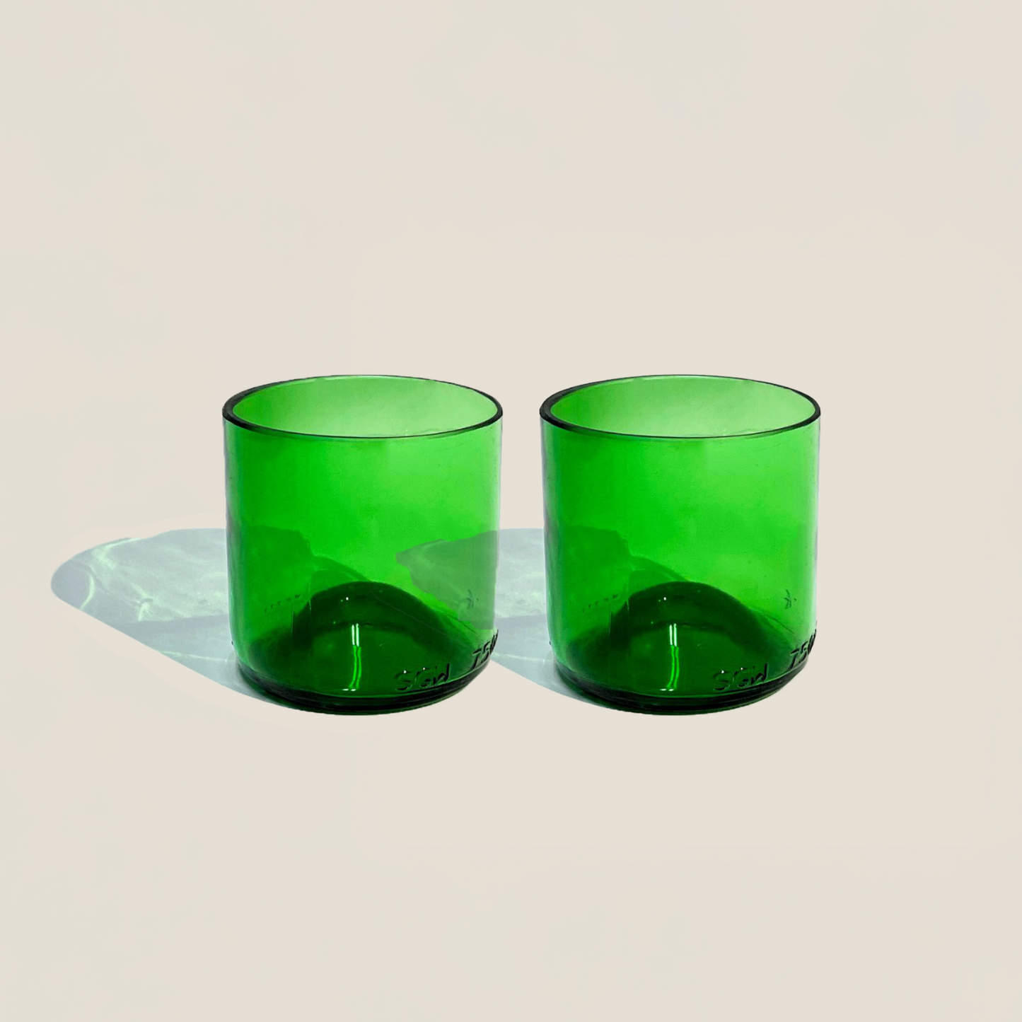 Green Wine Bottle Drinking Glasses