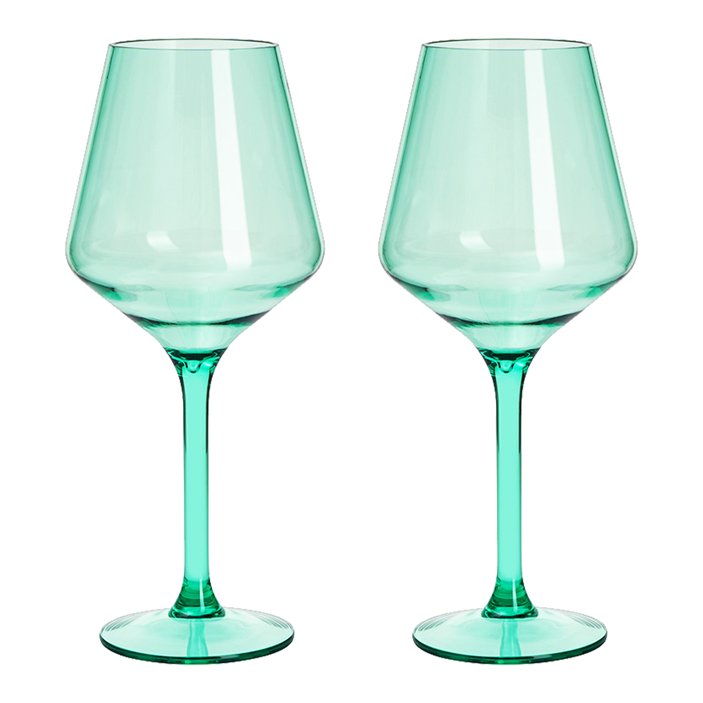 Floating Wine Glasses for Pool - Set of 2-15 OZ Shatterproof Poolside Wine Glasses, Tritan Plastic Reusable Stemware, Beach Outdoor Cocktail, Wine, Champagne, Water Glassware - Spring Summer (Green)-0